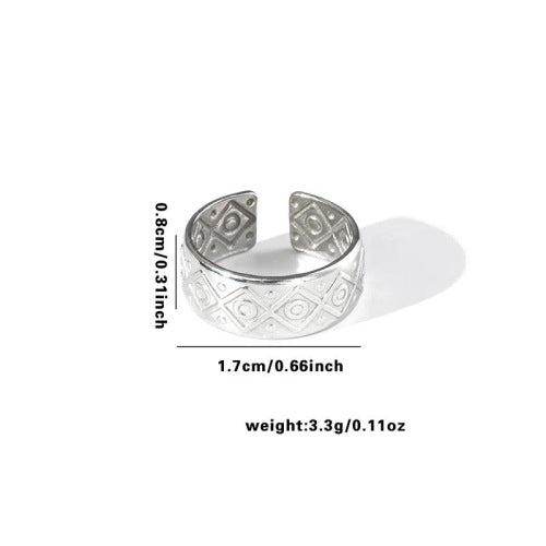 Fishtail high-end titanium steel ring fashion personality niche cross-border new palm plaid love non-fading ring