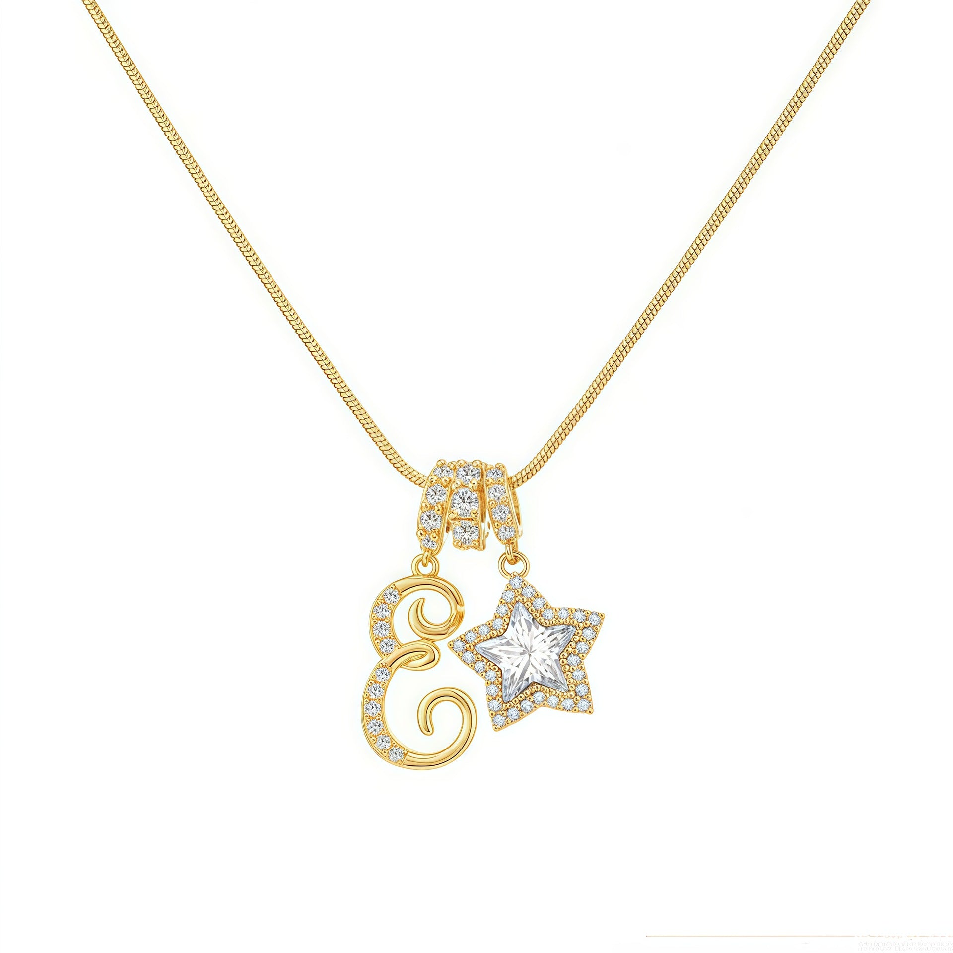Douyin Explosive Dopamine 26 English Alphabet Snowflake Necklace Niche Premium Amazon Pinyin Jewelry Necklace