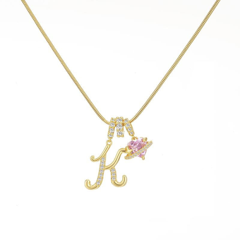 Cross-border explosion dopamine letter necklace alloy material stainless steel chain color retention high letter necklace full set