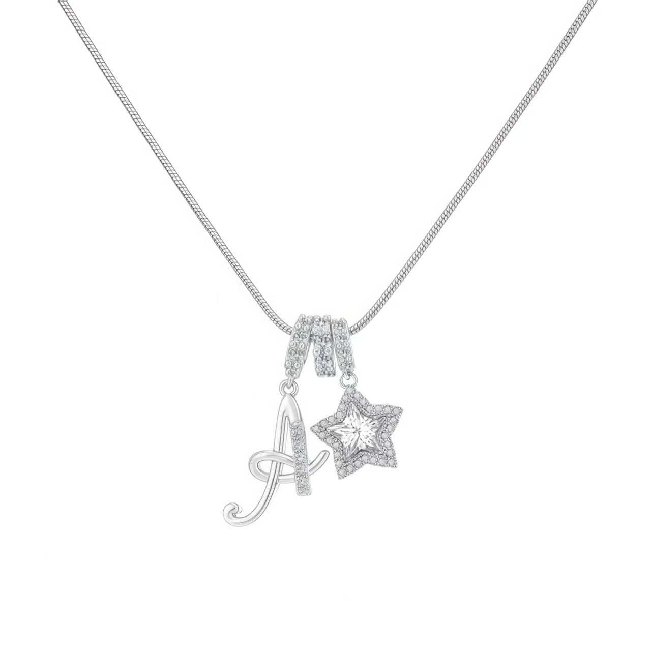 Douyin Explosive Dopamine 26 English Alphabet Snowflake Necklace Niche Premium Amazon Pinyin Jewelry Necklace