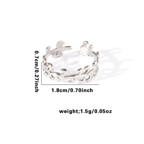 Fishtail high-end titanium steel ring fashion personality niche cross-border new palm plaid love non-fading ring