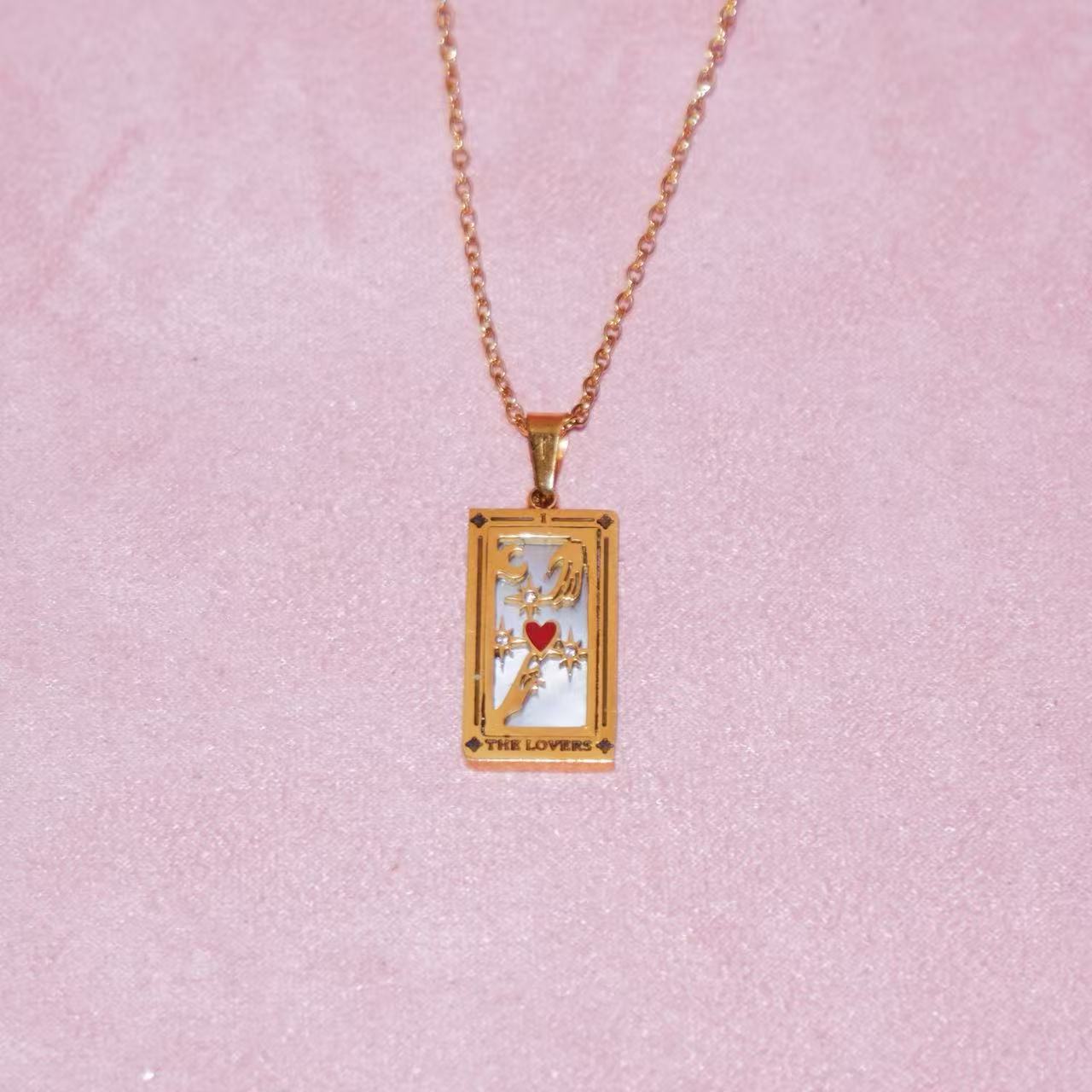 TK popular tarot necklace, stainless steel material does not fade tarot retro pendant necklace