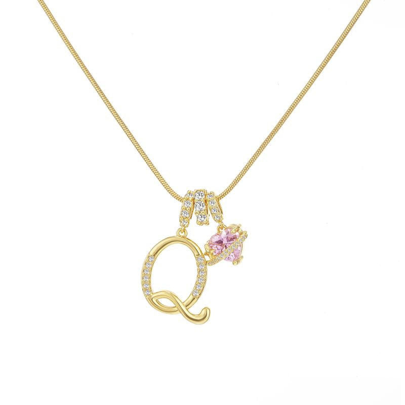 Cross-border explosion dopamine letter necklace alloy material stainless steel chain color retention high letter necklace full set