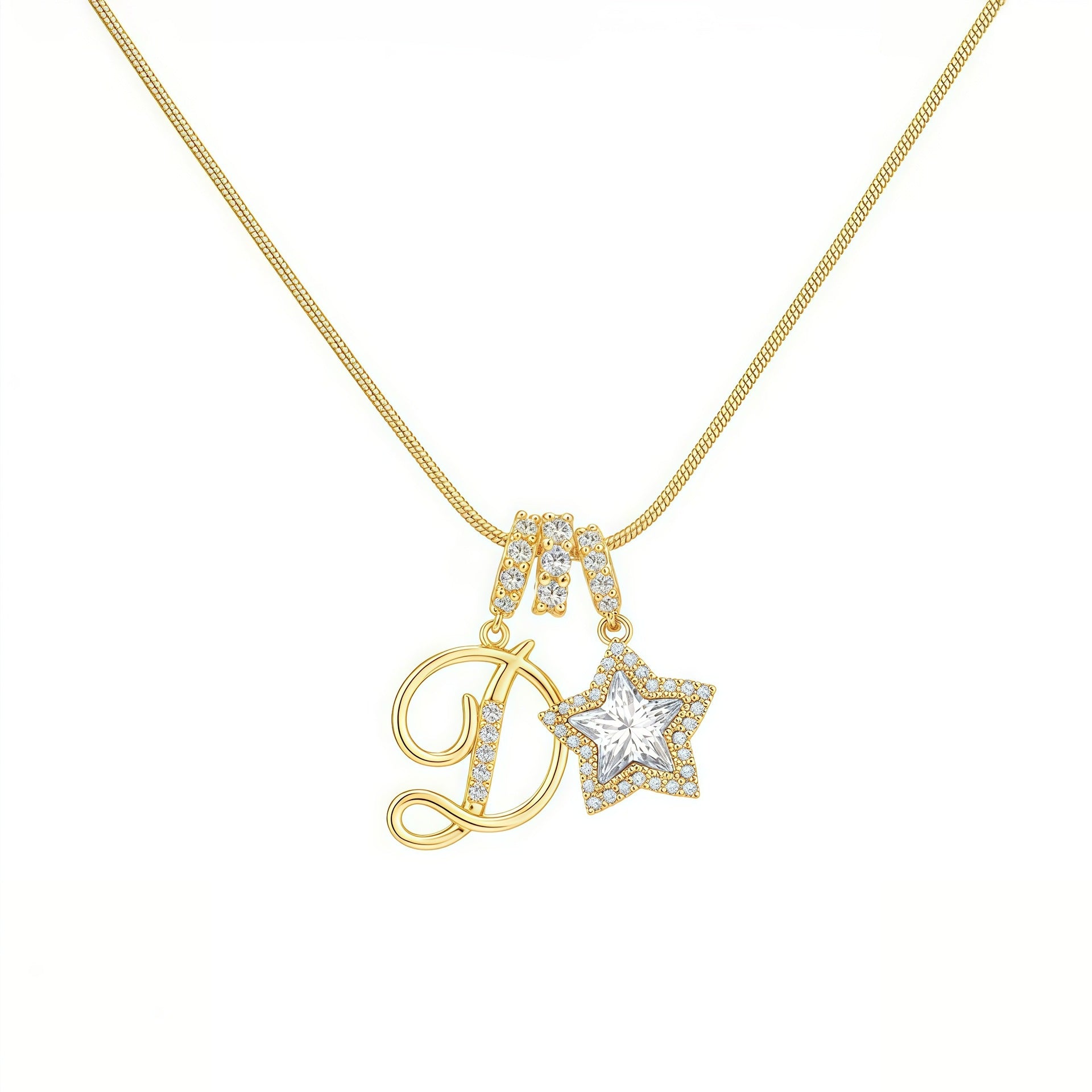 Douyin Explosive Dopamine 26 English Alphabet Snowflake Necklace Niche Premium Amazon Pinyin Jewelry Necklace