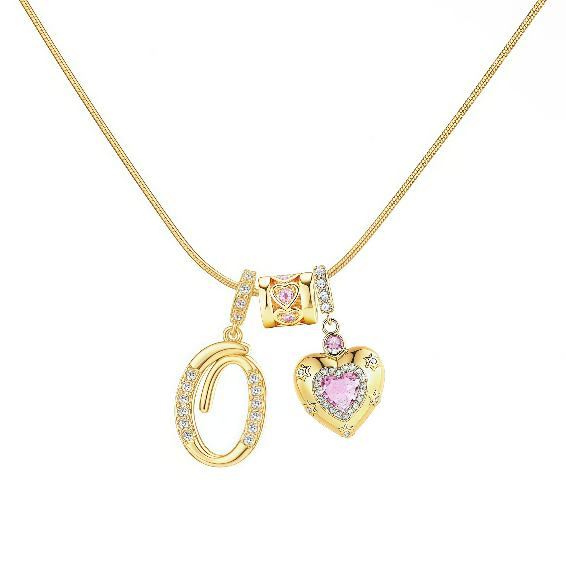 TK explosion Douyin Internet celebrity zircon love letter necklace full set of stainless steel chain high treasure color