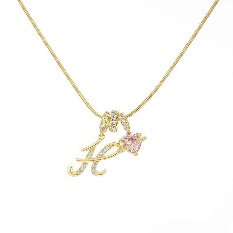 Cross-border explosion dopamine letter necklace alloy material stainless steel chain color retention high letter necklace full set