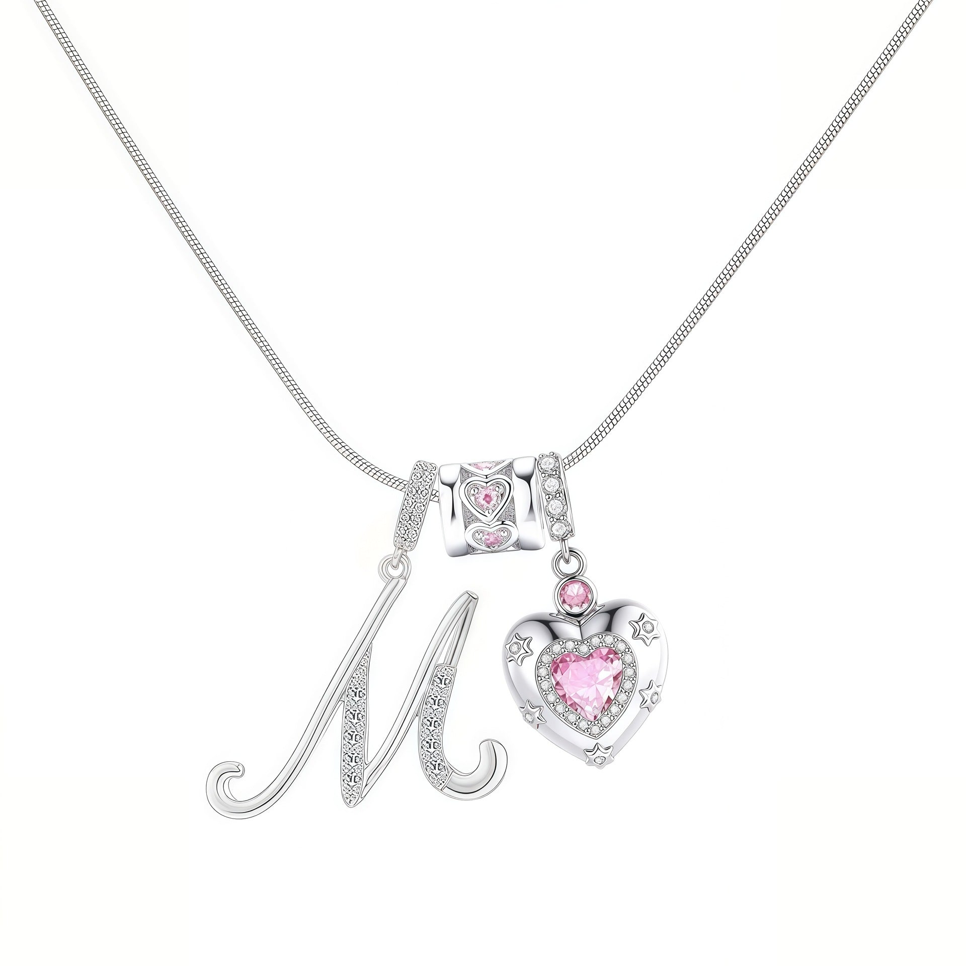 TK explosion Douyin Internet celebrity zircon love letter necklace full set of stainless steel chain high treasure color