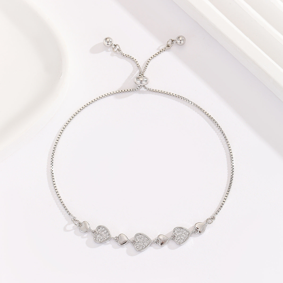 Cross-border explosive jewelry round love electroplating high-grade zircon gold-plated adjustable bracelet wholesale female