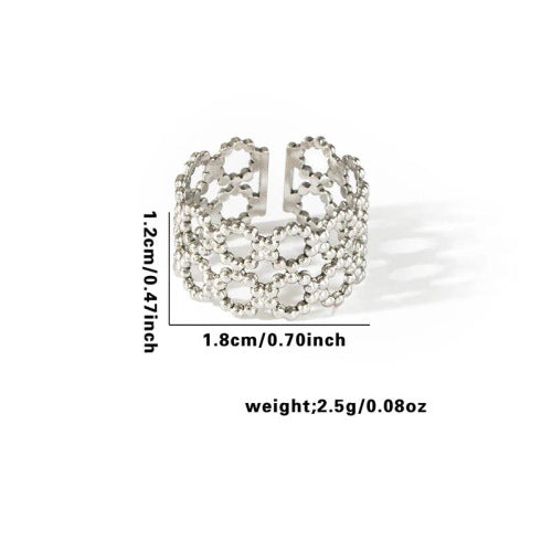 Fishtail high-end titanium steel ring fashion personality niche cross-border new palm plaid love non-fading ring
