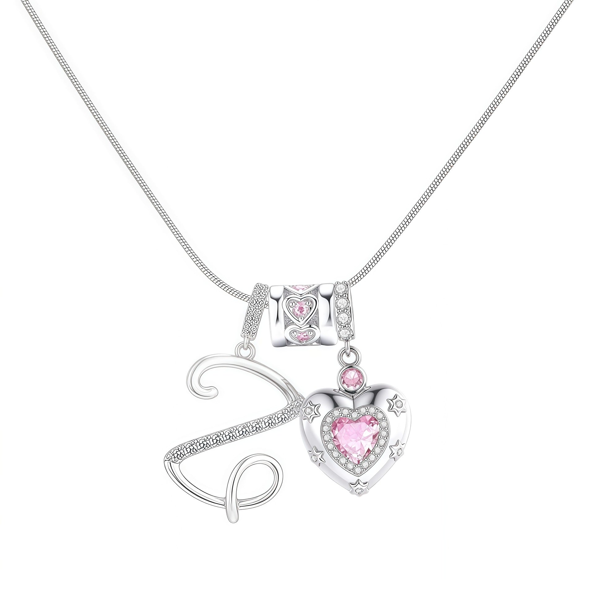 TK explosion Douyin Internet celebrity zircon love letter necklace full set of stainless steel chain high treasure color