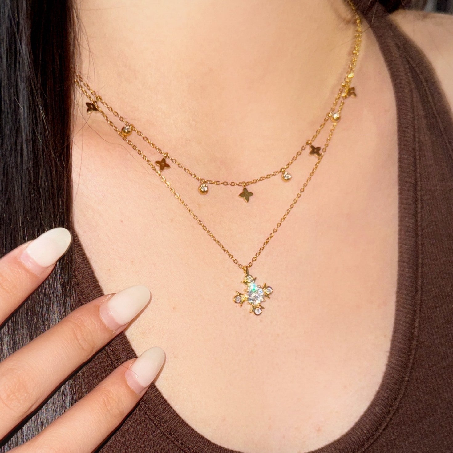 SHEIN cross-border explosion titanium steel waterproof light luxury European and American collarbone chain women