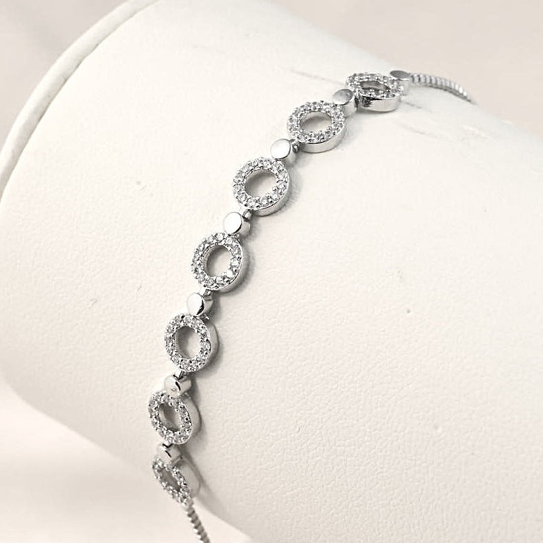 Cross-border explosive jewelry round love electroplating high-grade zircon gold-plated adjustable bracelet wholesale female
