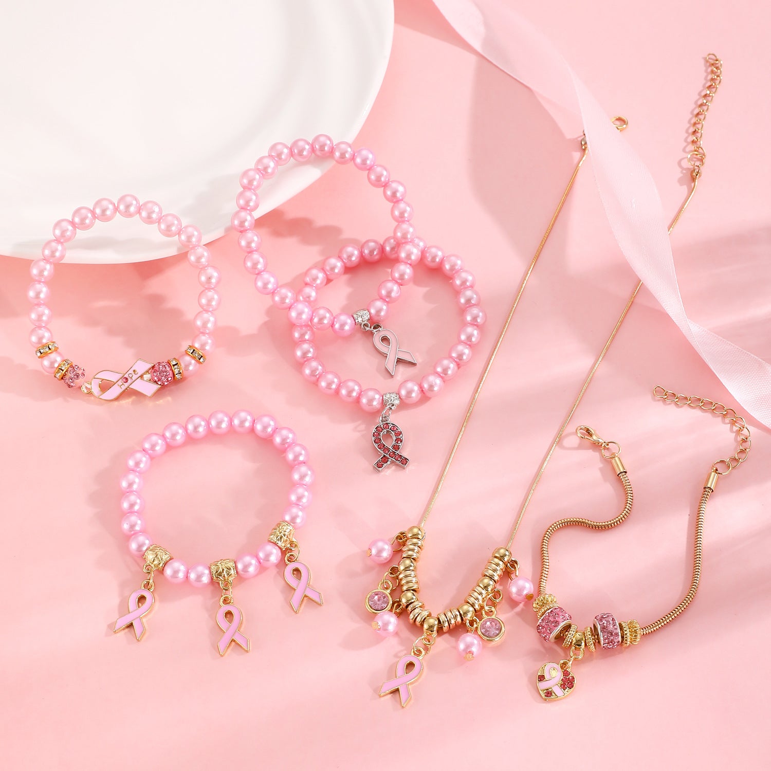 European and American cross-border baroque special-shaped pearl set jewelry women's high-end necklace earrings ring bracelet collar