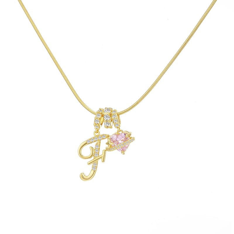 Cross-border explosion dopamine letter necklace alloy material stainless steel chain color retention high letter necklace full set