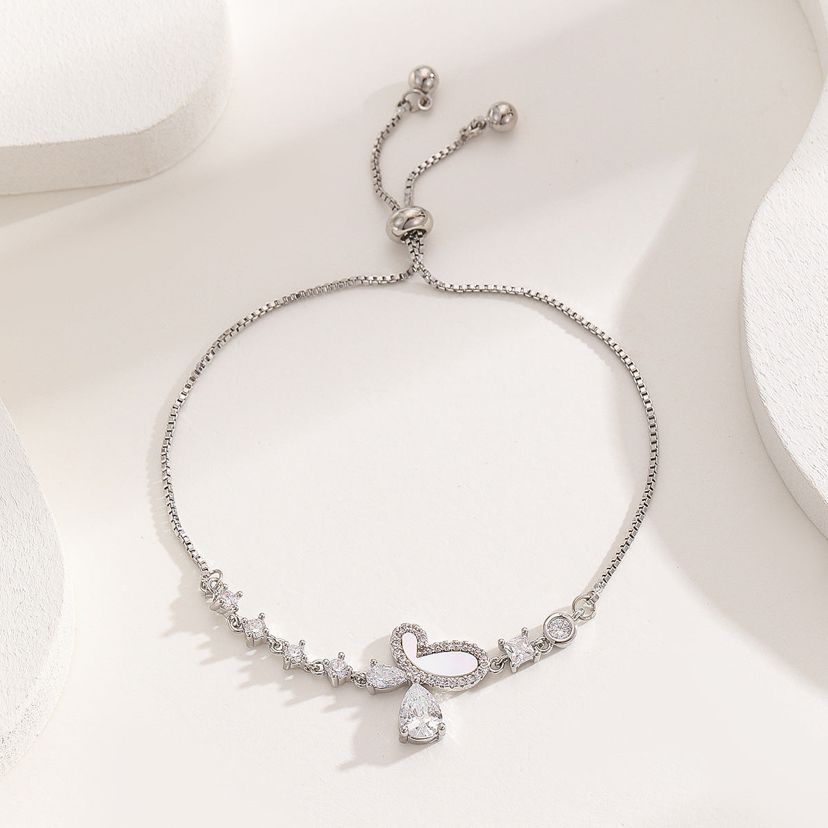 Cross-border explosive jewelry round love electroplating high-grade zircon gold-plated adjustable bracelet wholesale female