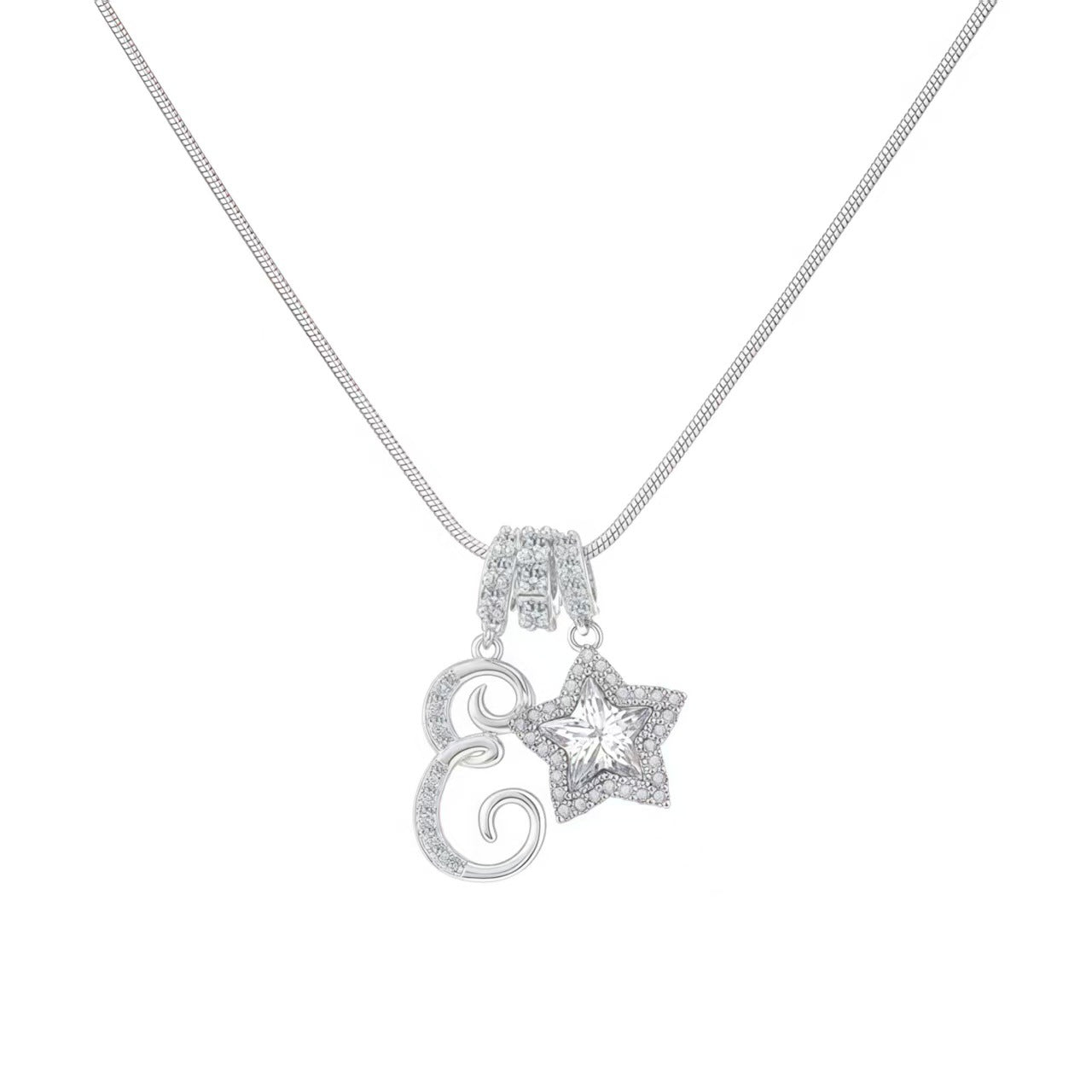Douyin Explosive Dopamine 26 English Alphabet Snowflake Necklace Niche Premium Amazon Pinyin Jewelry Necklace