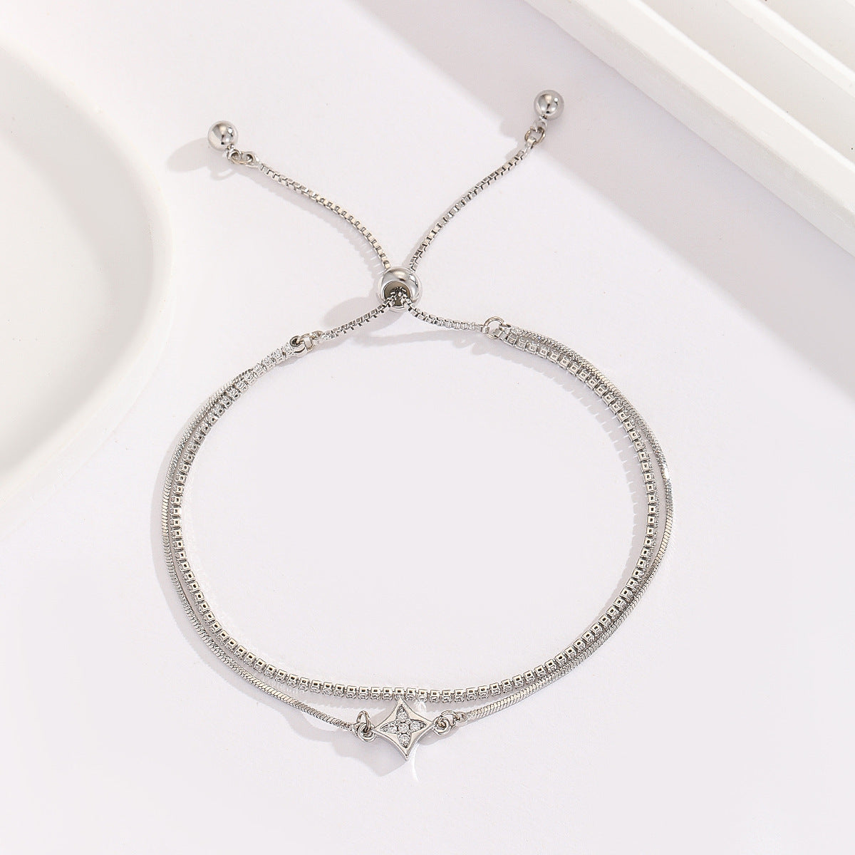 Cross-border explosive jewelry round love electroplating high-grade zircon gold-plated adjustable bracelet wholesale female