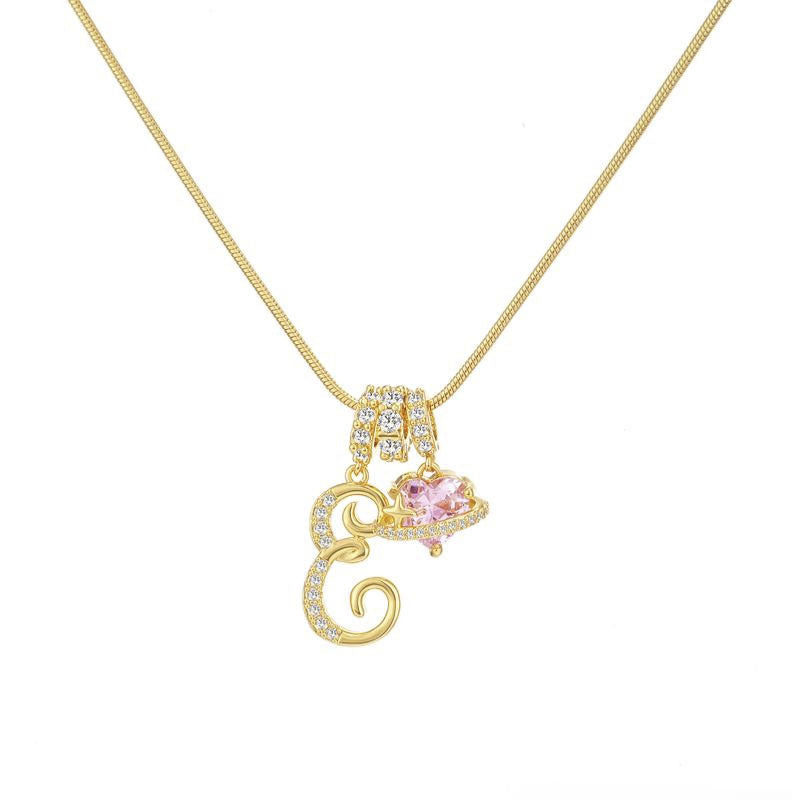 Cross-border explosion dopamine letter necklace alloy material stainless steel chain color retention high letter necklace full set