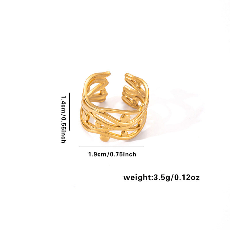 European and American fashion ins style simple titanium steel ring 18k gold-plated irregular geometric stainless steel women's jewelry hot-selling
