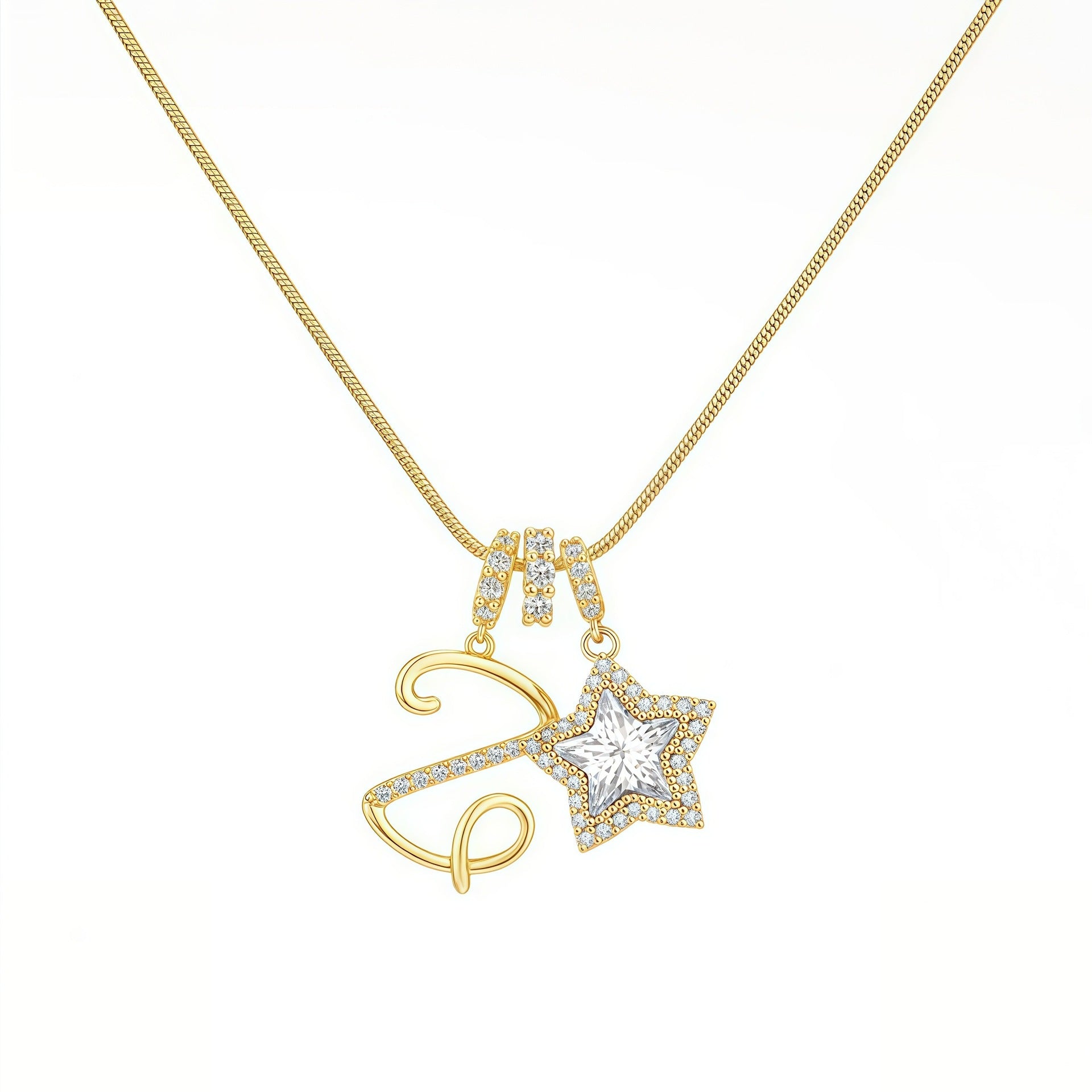 Douyin Explosive Dopamine 26 English Alphabet Snowflake Necklace Niche Premium Amazon Pinyin Jewelry Necklace