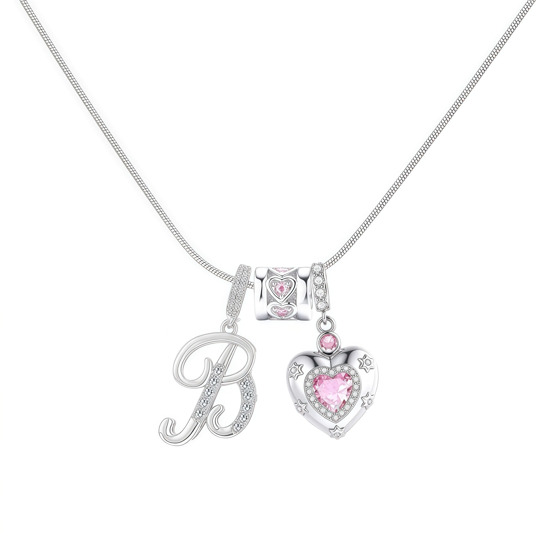 TK explosion Douyin Internet celebrity zircon love letter necklace full set of stainless steel chain high treasure color