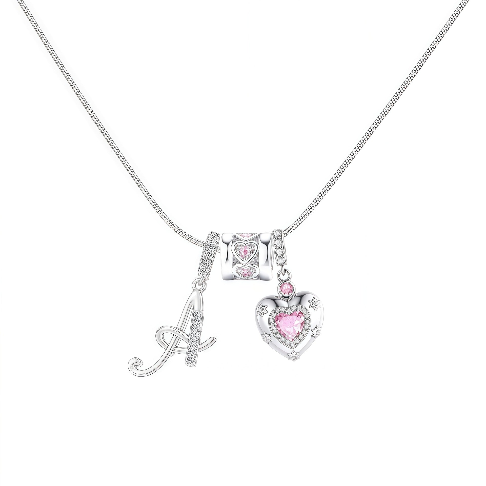 TK explosion Douyin Internet celebrity zircon love letter necklace full set of stainless steel chain high treasure color