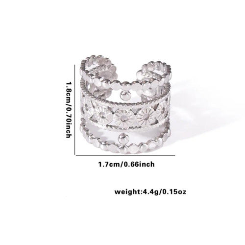 Fishtail high-end titanium steel ring fashion personality niche cross-border new palm plaid love non-fading ring