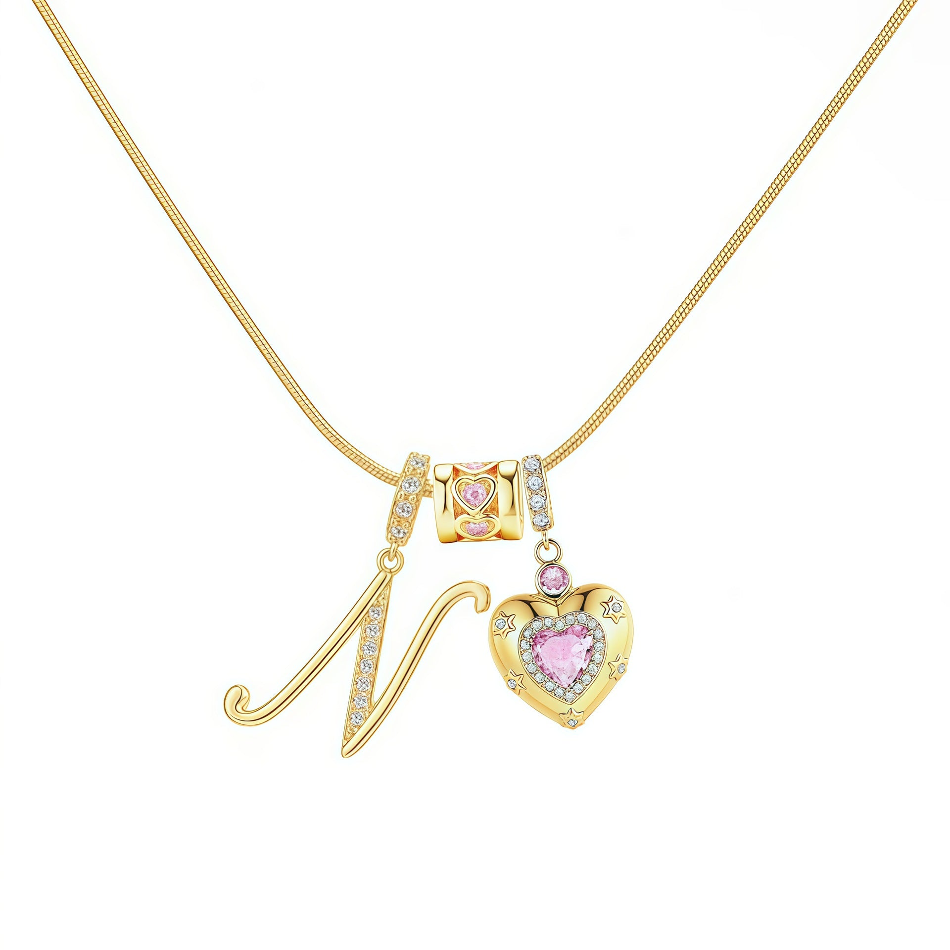 TK explosion Douyin Internet celebrity zircon love letter necklace full set of stainless steel chain high treasure color