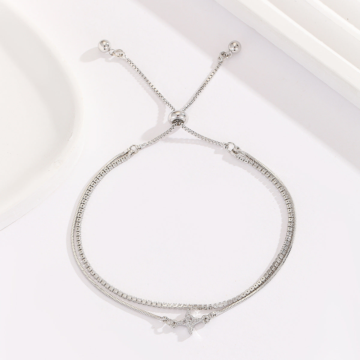 Cross-border explosive jewelry round love electroplating high-grade zircon gold-plated adjustable bracelet wholesale female