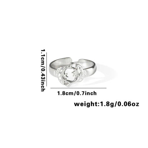 Fishtail high-end titanium steel ring fashion personality niche cross-border new palm plaid love non-fading ring