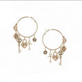 Love Lock Cylinder Series Autumn and Winter American Retro Wind Key Love Earrings Skinny Big Earrings Women