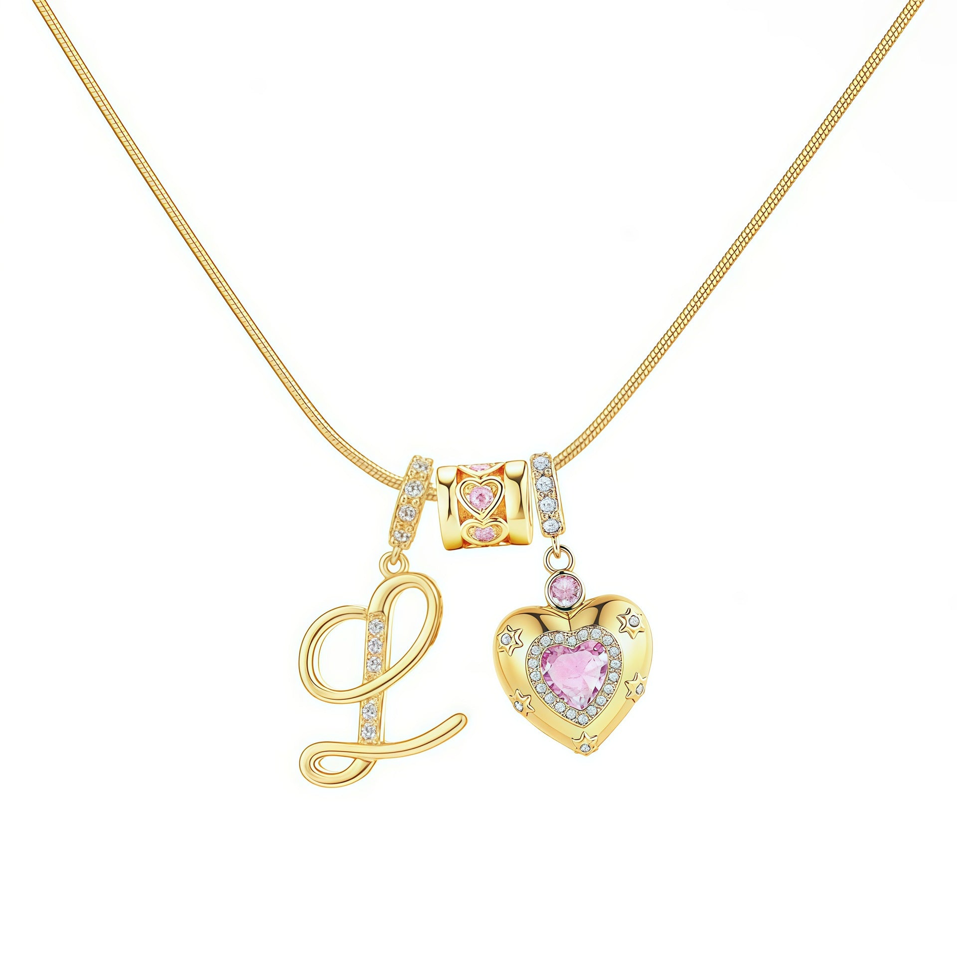 TK explosion Douyin Internet celebrity zircon love letter necklace full set of stainless steel chain high treasure color