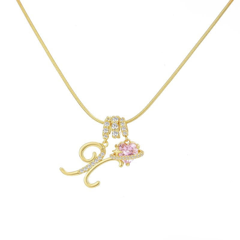Cross-border explosion dopamine letter necklace alloy material stainless steel chain color retention high letter necklace full set