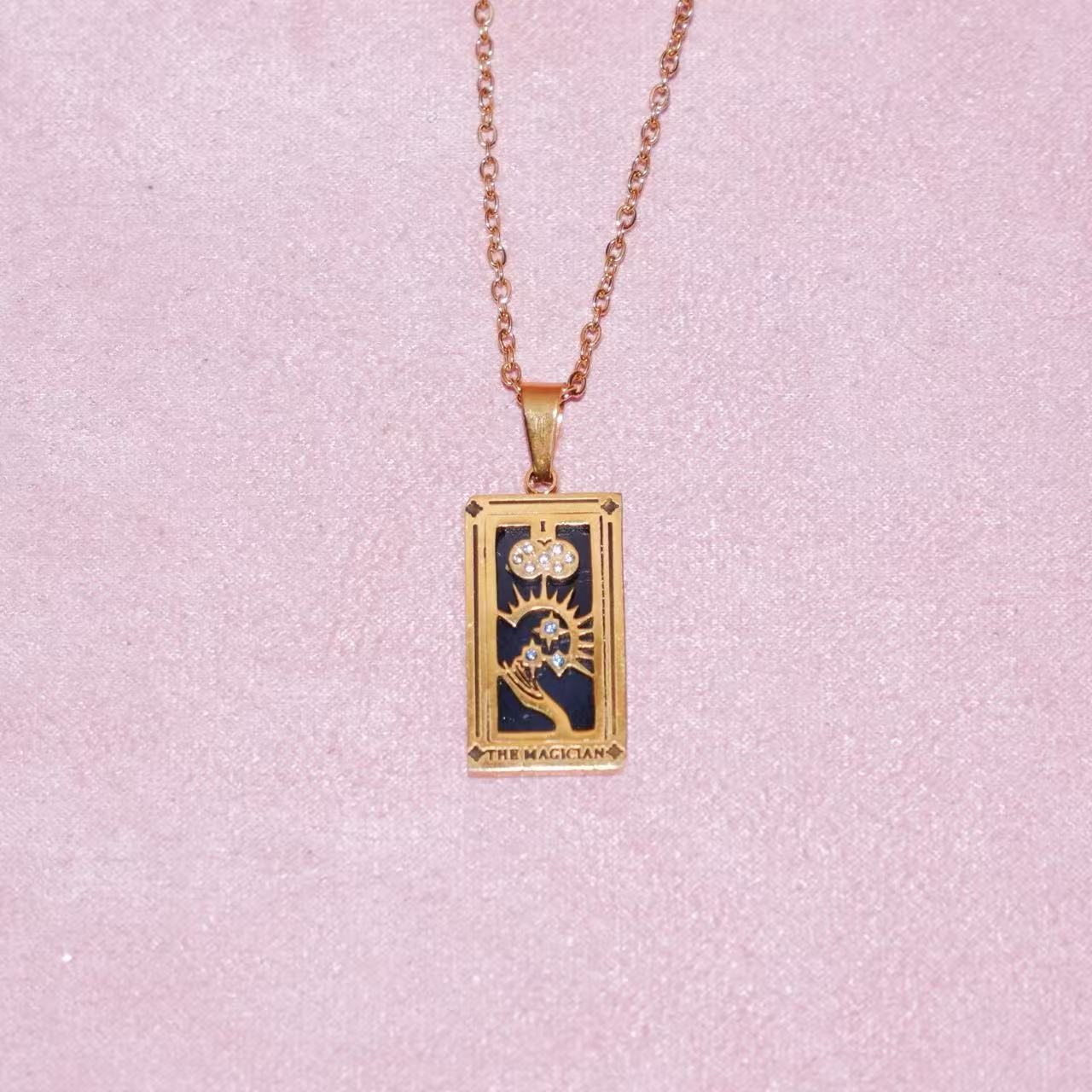 TK popular tarot necklace, stainless steel material does not fade tarot retro pendant necklace