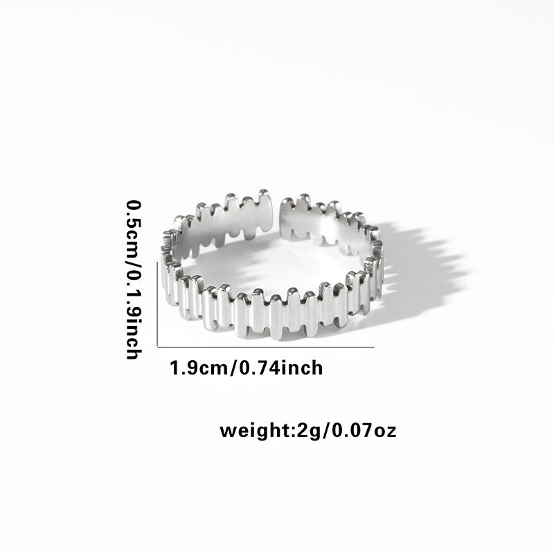 Fishtail high-end titanium steel ring fashion personality niche cross-border new palm plaid love non-fading ring