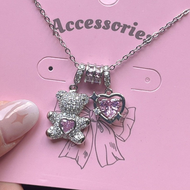 2025 new best-selling sweet bear necklace high color retention super cute super flash