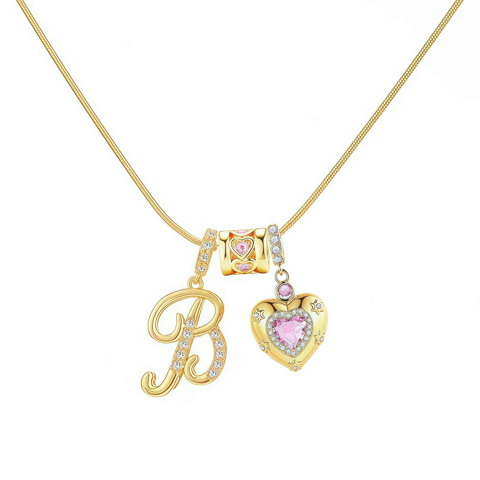 TK explosion Douyin Internet celebrity zircon love letter necklace full set of stainless steel chain high treasure color