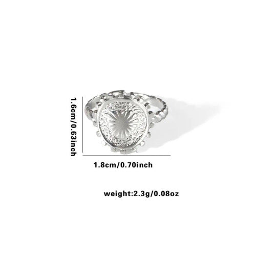 Fishtail high-end titanium steel ring fashion personality niche cross-border new palm plaid love non-fading ring