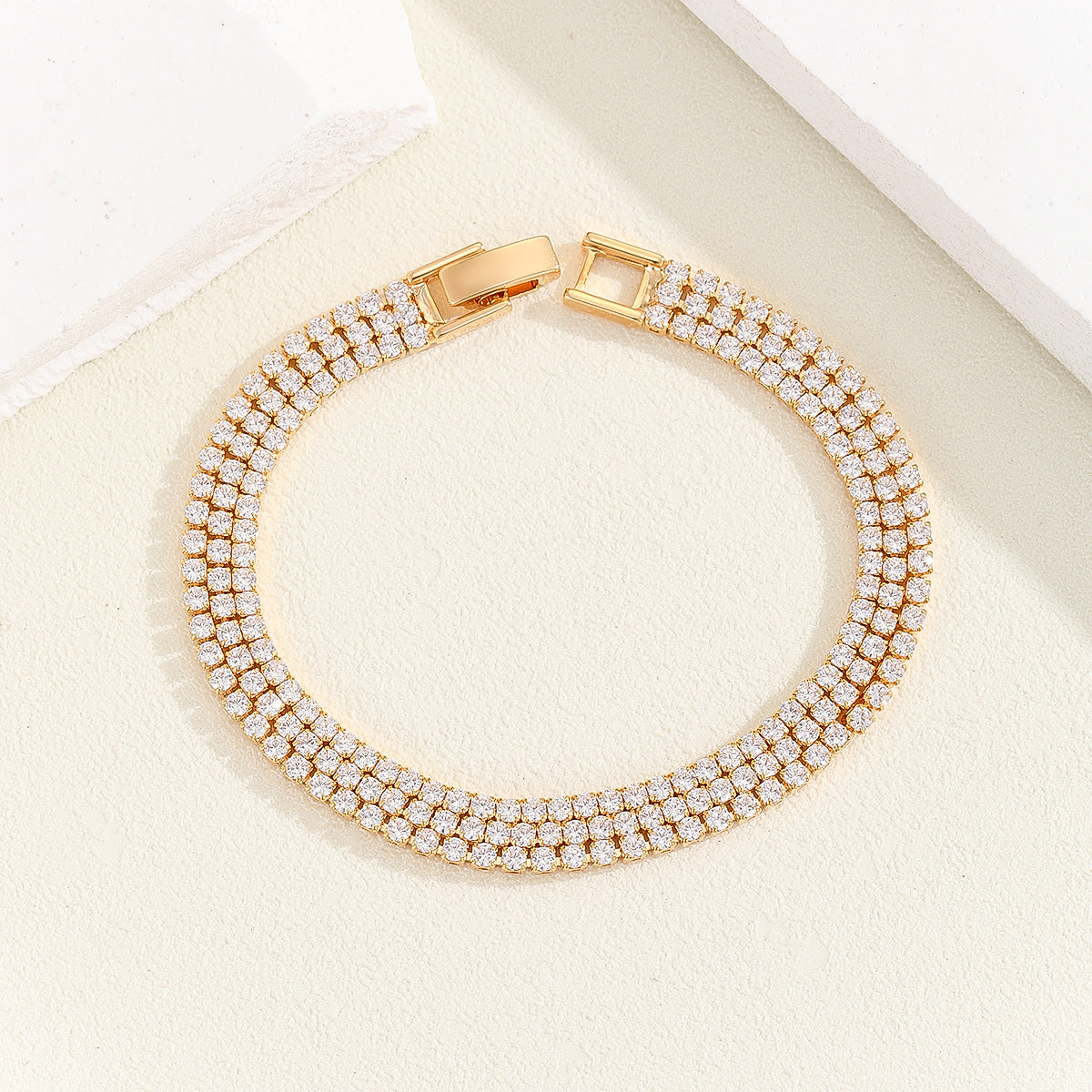 Cross-border explosive jewelry round love electroplating high-grade zircon gold-plated adjustable bracelet wholesale female