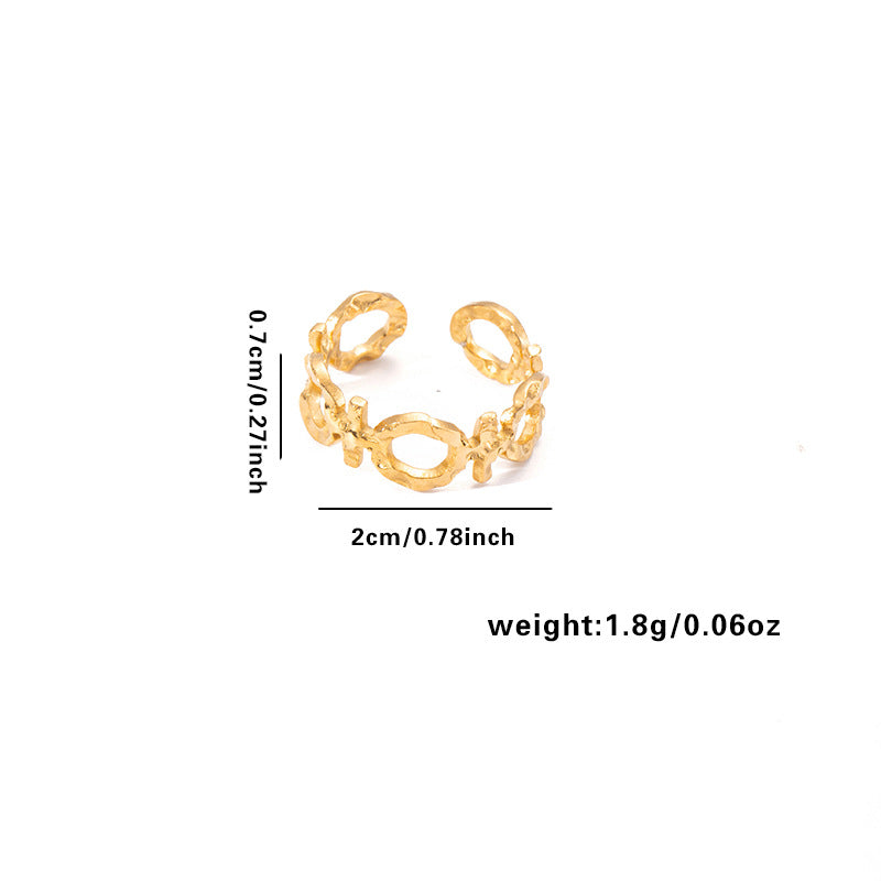 European and American fashion ins style simple titanium steel ring 18k gold-plated irregular geometric stainless steel women's jewelry hot-selling