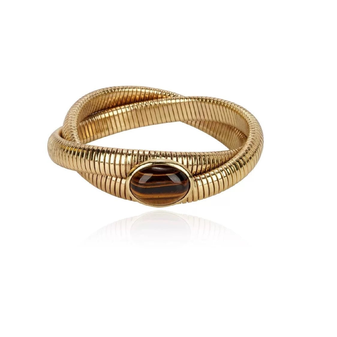 Niche design tiger's eye stone medieval snake pattern bracelet retro French bracelet hand jewelry