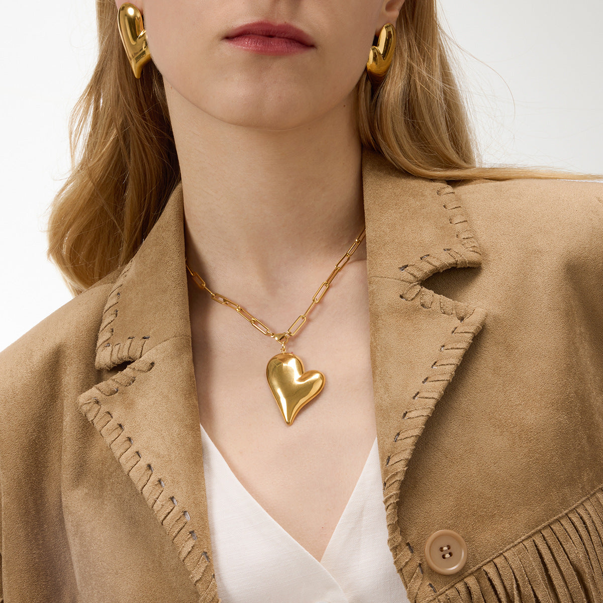 Jingqiao European and American cross-border jewelry titanium steel pearl necklace accessories women's sweater chain autumn and winter stainless steel jewelry cross-border