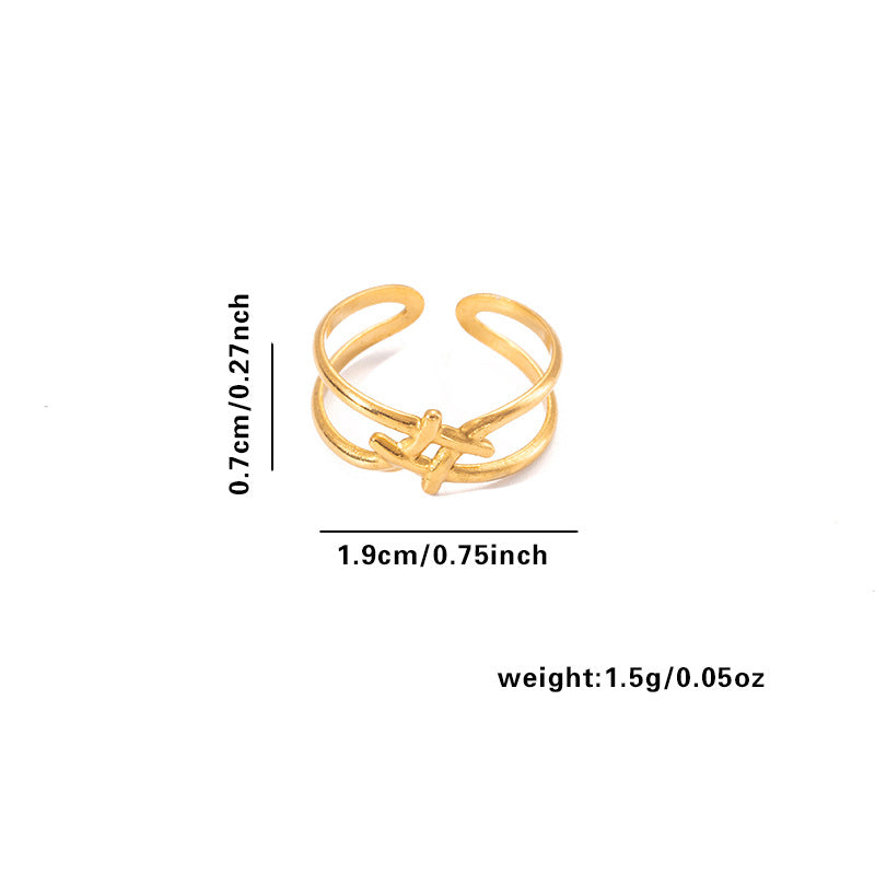 European and American fashion ins style simple titanium steel ring 18k gold-plated irregular geometric stainless steel women's jewelry hot-selling