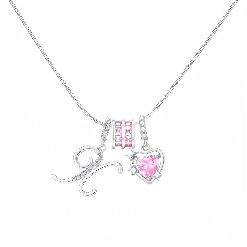 Cross-border explosion wish-love zircon English alphabet necklace series ins girlfriend gift