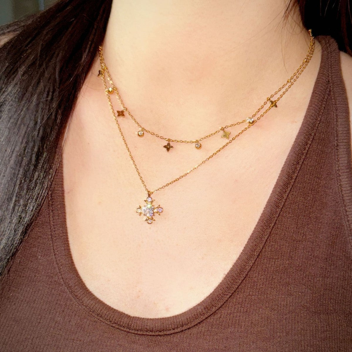 SHEIN cross-border explosion titanium steel waterproof light luxury European and American collarbone chain women