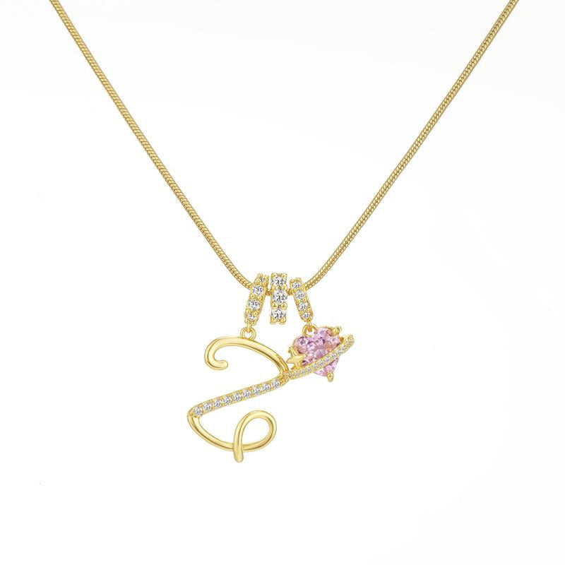 Cross-border explosion dopamine letter necklace alloy material stainless steel chain color retention high letter necklace full set