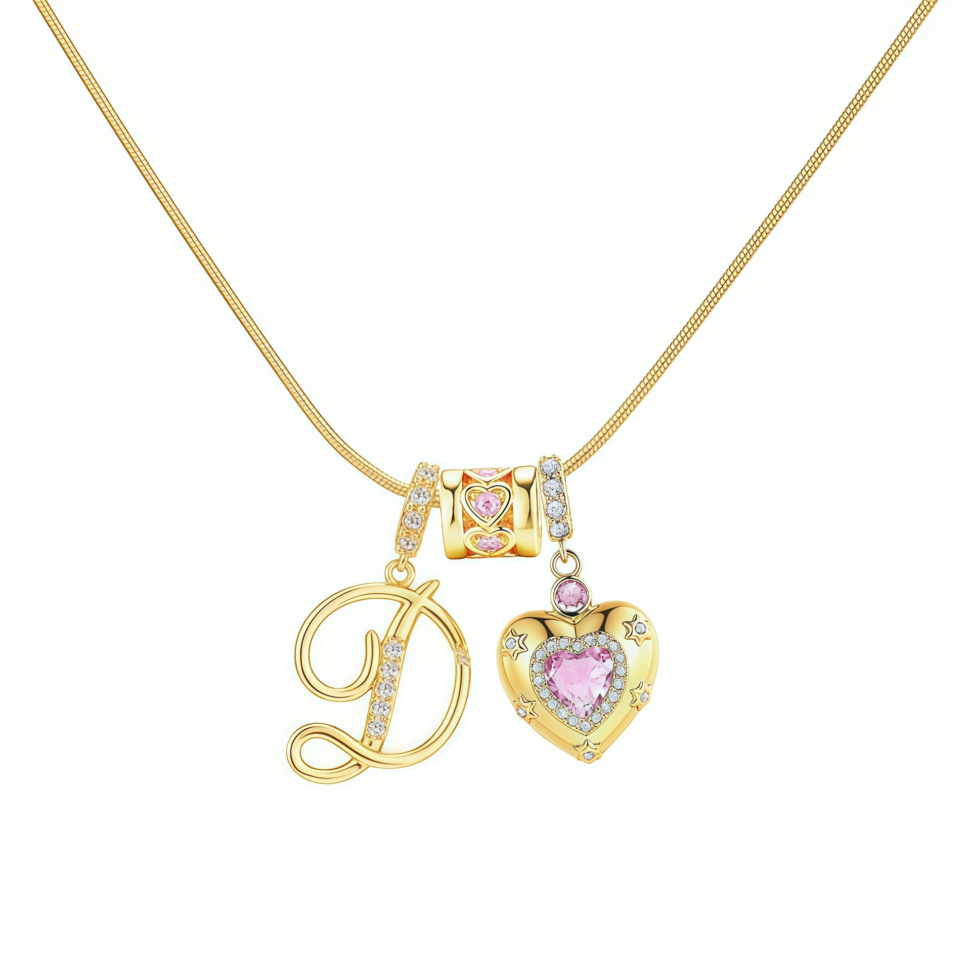 TK explosion Douyin Internet celebrity zircon love letter necklace full set of stainless steel chain high treasure color
