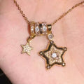 Douyin Explosive Lucky Star~ Stainless Steel Chain Retro Flash Diamond Pentagram Necklace