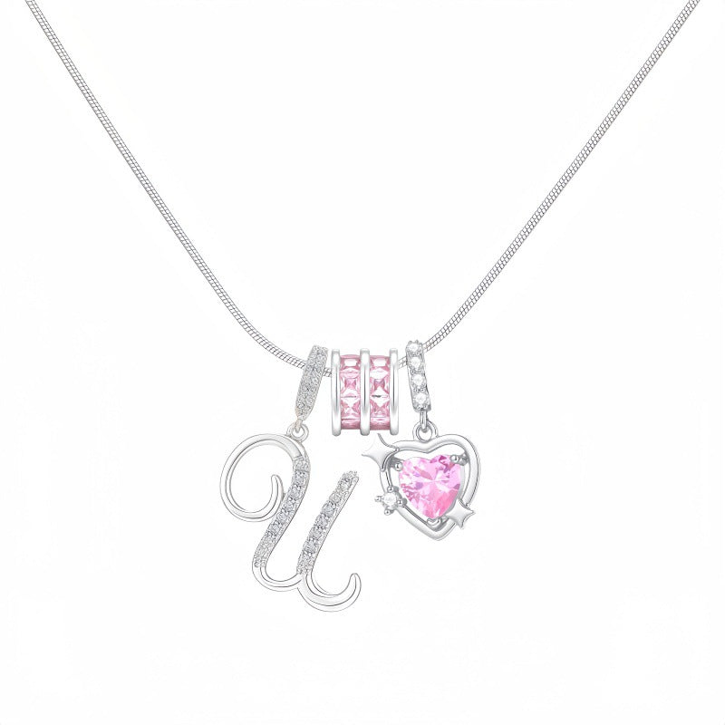 Cross-border explosion wish-love zircon English alphabet necklace series ins girlfriend gift