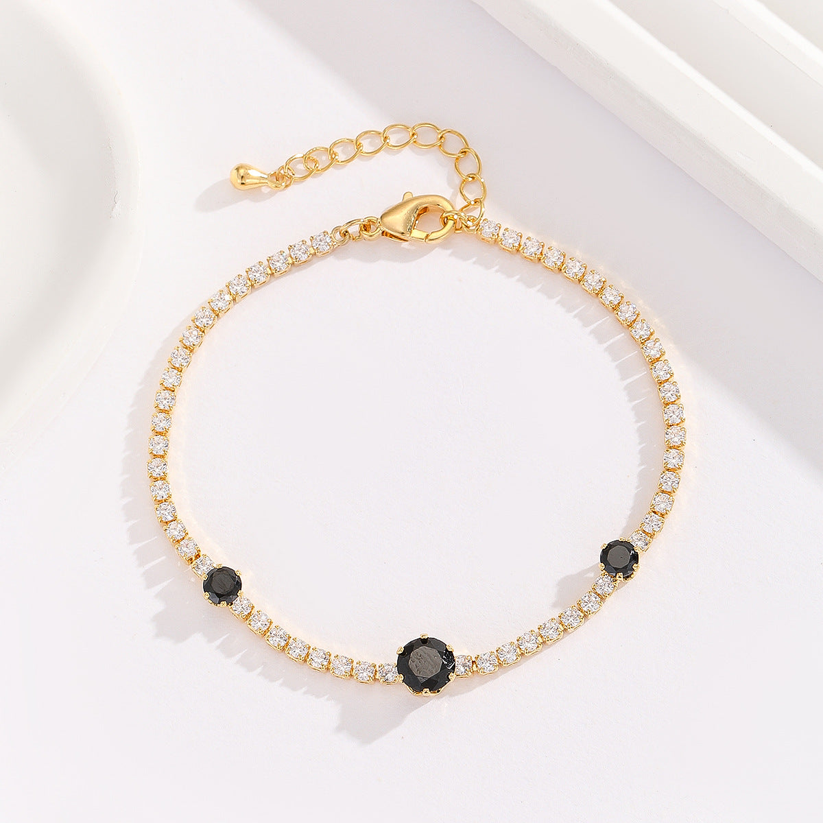Cross-border explosive jewelry round love electroplating high-grade zircon gold-plated adjustable bracelet wholesale female